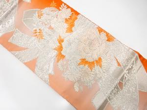 アンティーク　熨斗に菊・藤・牡丹模様織出し袋帯（着用可）